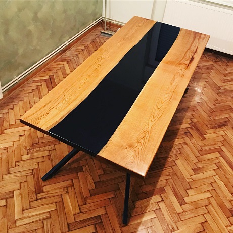 Trpezarijski-sto-puno-drvo-hrast-epoxy-smola-2 013. Trpezarijski sto - hrast / epoxy smola - Slika 1